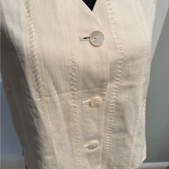 Susie Tompkins vintage Cream Button-Up mixed texture mother of pearl buttons - Picture 2 of 8